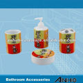 4pcs red yellow China ceramic bathroom accessories